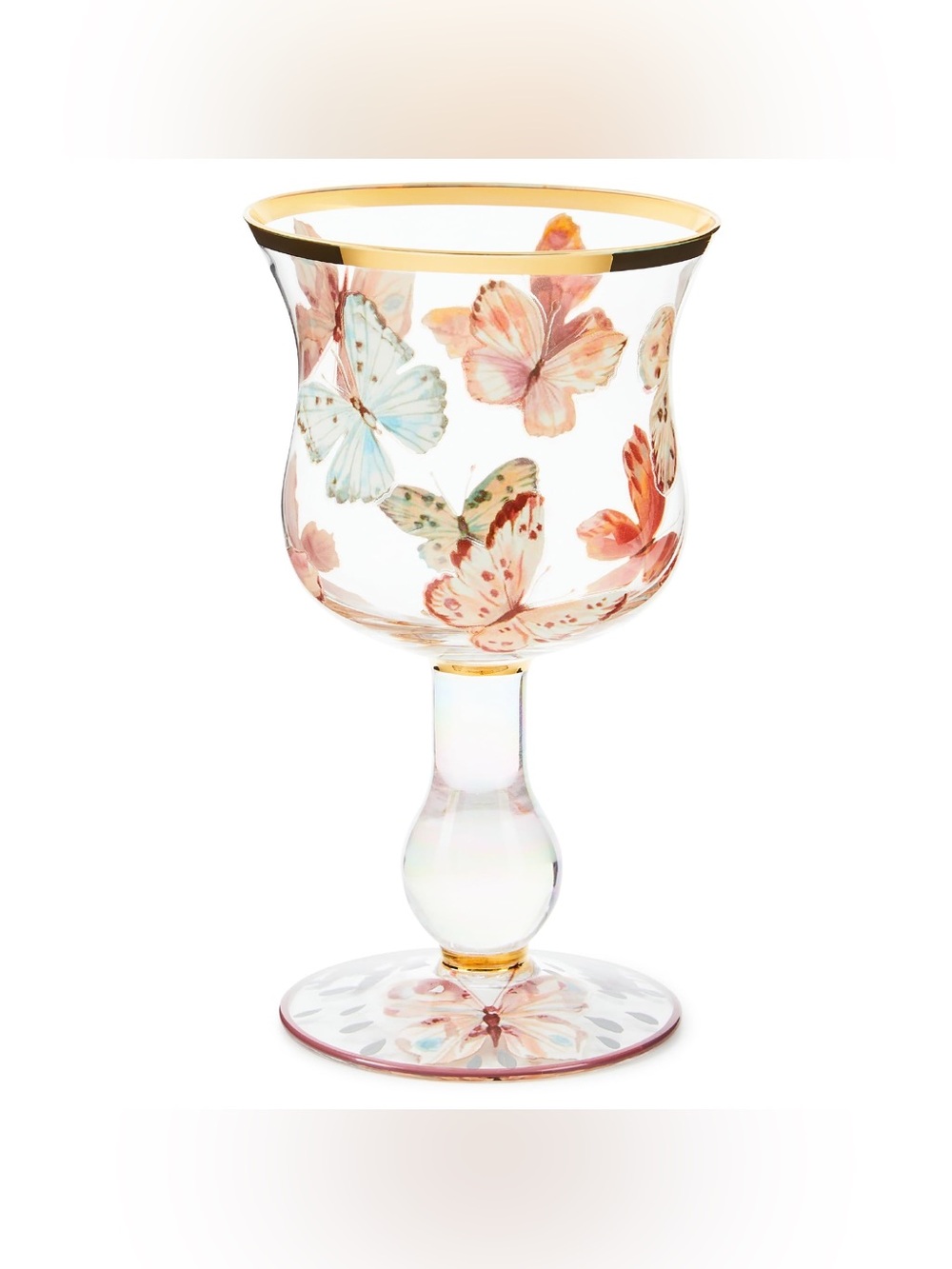MacKenzie-Childs Butterfly Hill Novelty Wine Glass